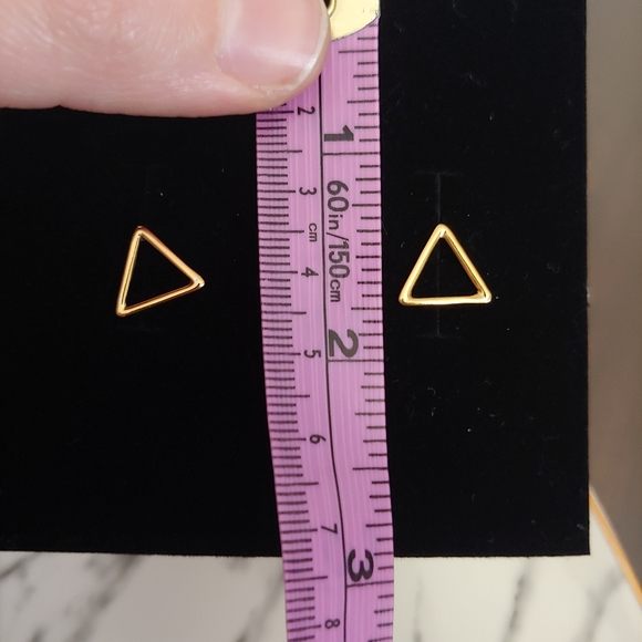 Gold Triangle Earrings - Picture 4 of 4